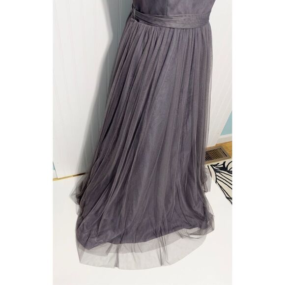 WToo by Watters Strapless Bobbinet Long Bridesmaid Dress Pewter Gray Size 12 - Picture 5 of 14